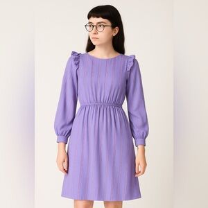 Vintage Charlee Allison Lilac Long Sleeve Dress with Ruffle Details Size 7/8